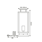 Φωτιστικό Δαπέδου 1xE27 Μαύρο Ατσάλι 16x16x35cm IP44 με Καλώδιο 3μ ACA – CELIA1FPLBK