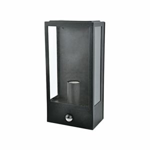 Φωτιστικό Τοίχου Απλίκα 1xE27 Μαύρο Ατσάλι 16x11x33cm με Ανιχνευτή Κίνησης IP44 ACA – CELIA1WBKPIR