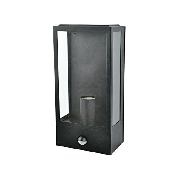 Φωτιστικό Τοίχου Απλίκα 1xE27 Μαύρο Ατσάλι 16x11x33cm με Ανιχνευτή Κίνησης IP44 ACA – CELIA1WBKPIR