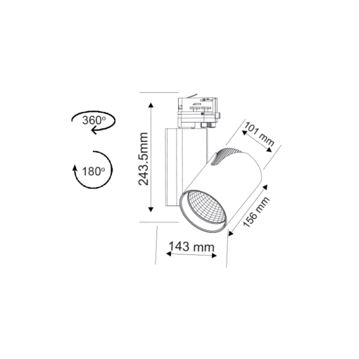 Γκρί Σποτ Ράγας 35W 3000K 4 Καλωδίων 24° 2500LM 230V Ra80 ACA- DANTE3530G4