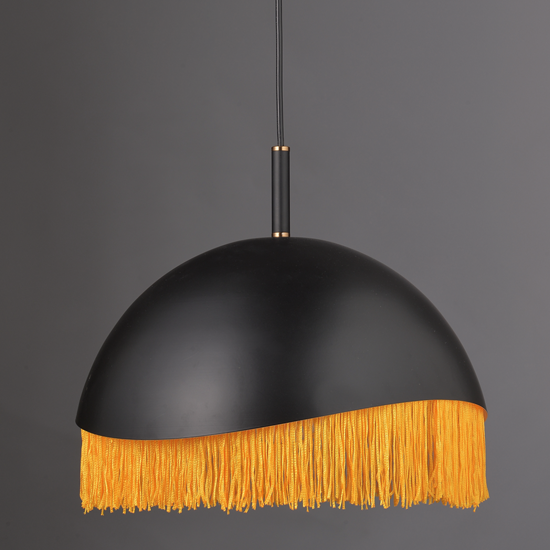 ACA DECOR   Κρεμαστό Φωτιστικό 1ΧΕ27 Μεταλλικό Μαύρο/Ορείχαλκο + Κλωστή Φ35ΧΗ100cm