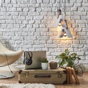 ACA DECOR   – Κρεμαστό Φωτιστικό 1ΧΕ27 Τσιμέντο + Δέρμα 20Χ10ΧΗ100cm