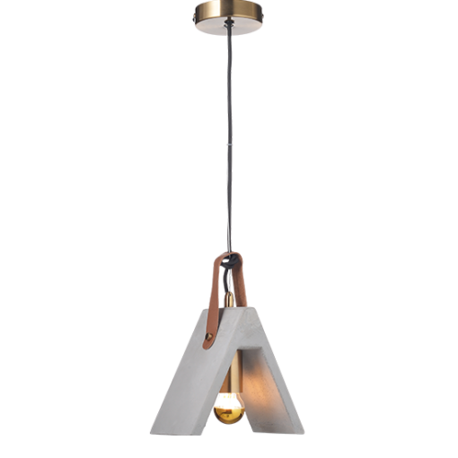 ACA DECOR   – Κρεμαστό Φωτιστικό 1ΧΕ27 Τσιμέντο + Δέρμα 20Χ10ΧΗ100cm