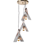 ACA DECOR   – Κρεμαστό Φωτιστικό Ροζέτα 3ΧΕ27 Τσιμέντο + Δέρμα Φ43ΧΗ110cm