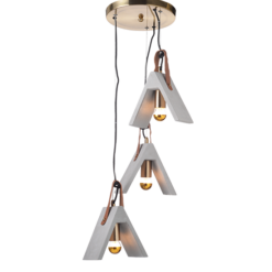 ACA DECOR   – Κρεμαστό Φωτιστικό Ροζέτα 3ΧΕ27 Τσιμέντο + Δέρμα Φ43ΧΗ110cm