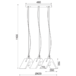 ACA DECOR   – Κρεμαστό Φωτιστικό Ράγα 3ΧΕ27 Τσιμέντο + Δέρμα 62Χ20ΧΗ110cm