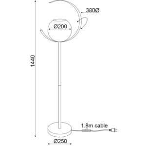ACA DECOR   – Επιδαπέδιο Φωτιστικό 1ΧΕ27 Μεταλλικό Χρυσό + Περλέ Γυαλί Φ35ΧH150cm
