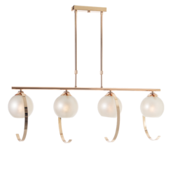 ACA DECOR  – Κρεμαστό Φωτιστικό Ράγα 4ΧΕ27 Μεταλλικό Χρυσό + Περλέ Γυαλί – DCR17504P