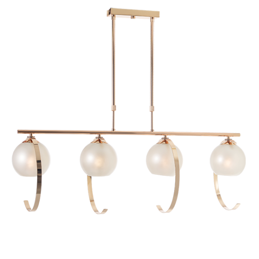 ACA DECOR  – Κρεμαστό Φωτιστικό Ράγα 4ΧΕ27 Μεταλλικό Χρυσό + Περλέ Γυαλί – DCR17504P