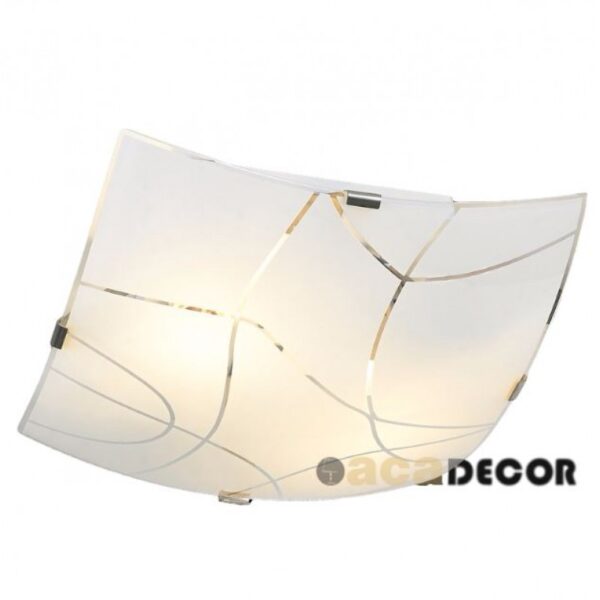 ΠΛΑΦΟΝΙΕΡΑ ΤΕΤΡΑΓΩΝΗ ΜΕ ΛΕΥΚΟ ΓΥΑΛΙ Φ30CM 2XE27 LOCRIS ACA DECOR – DL186I