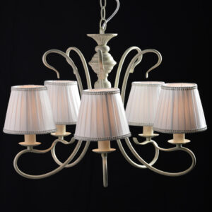 Κρεμαστό Φωτιστικό 5ΧΕ14 Μεταλλικό Πατίνα Λευκά Καπέλα & Ζιργκόν ACA DECOR – DL7615