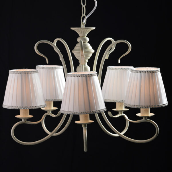 Κρεμαστό Φωτιστικό 5ΧΕ14 Μεταλλικό Πατίνα Λευκά Καπέλα & Ζιργκόν ACA DECOR – DL7615