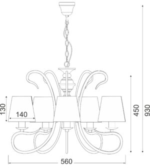 Κρεμαστό Φωτιστικό 5ΧΕ14 Μεταλλικό Πατίνα Λευκά Καπέλα & Ζιργκόν ACA DECOR – DL7615