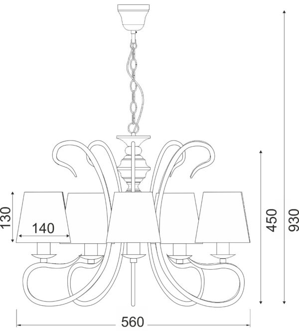 Κρεμαστό Φωτιστικό 5ΧΕ14 Μεταλλικό Πατίνα Λευκά Καπέλα & Ζιργκόν ACA DECOR – DL7615