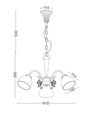Κρεμαστό Φωτιστικό 3XE14 ΠΑΤΙΝΑ – Λευκό Γυαλί Φ61cm ACA DECOR   – DL8163