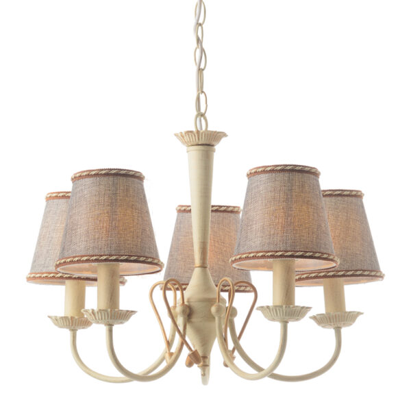 Κρεμαστό Φωτιστικό 5XE14 Μεταλλικό Πατίνα – Γκρι Αμπαζούρ ACA DECOR  – DL8315