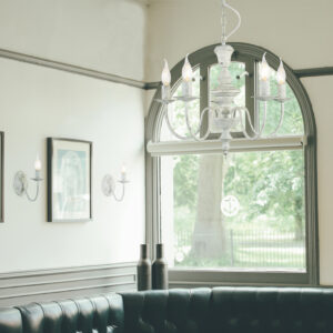 Κρεμαστό Φωτιστικό Οροφής 5xE14 Ø510 Μεταλλικό Λευκό Πατίνα Πράσινο ACA DECOR – DL9315PAG