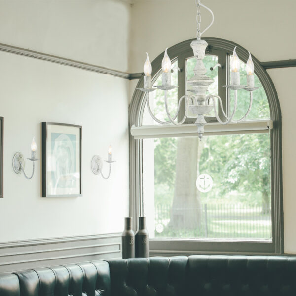 Κρεμαστό Φωτιστικό Οροφής 5xE14 Ø510 Μεταλλικό Λευκό Πατίνα Πράσινο ACA DECOR – DL9315PAG