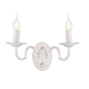 Επιτοίχιο 2ΧΕ14 Μέταλλο-Κρύσταλλο Λευκό-Χρυσό ACA DECOR  – DL9362WWG