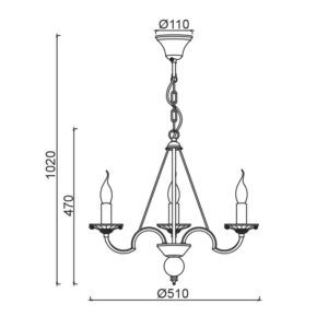 Κρεμαστό Φωτιστικό Οροφής 3xE14 Ø510 Μέταλλο-Κρύσταλλο Λευκό-Χρυσό ACA DECOR – DL9363PWG