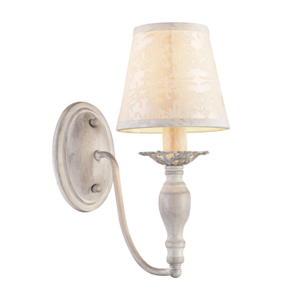 Επιτοίχιο 1ΧΕ14 Μέταλλο Λευκό Αντικέ Με Κρεμ Ανάγλυφο Υφασμάτινο Καπέλο ACA DECOR   – DL9501WWB