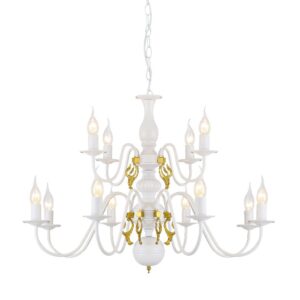 Κρεμαστό Φωτιστικό Οροφής 12xE14 Ø780 Μεταλλικό Λευκό-Χρυσό ACA DECOR – DLA120012P