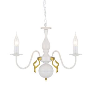 Κρεμαστό Φωτιστικό Οροφής 3xE14 Ø500 Μεταλλικό Λευκό-Χρυσό ACA DECOR – DLA12003P