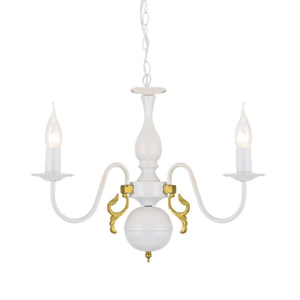 Κρεμαστό Φωτιστικό Οροφής 3xE14 Ø500 Μεταλλικό Λευκό-Χρυσό ACA DECOR – DLA12003P