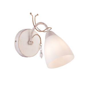 Επιτοίχιο 1ΧΕ14 Μέταλλο-Γυαλί-Κρύσταλλο Λευκό-Χρυσό ACA DECOR – DLA12121