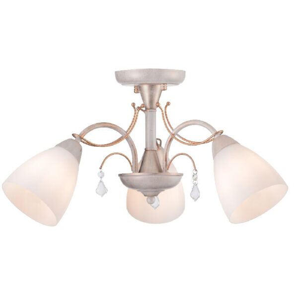 Φωτιστικό Οροφής 3xE14 Ø540 Μέταλλο-Γυαλί-Κρύσταλλο Λευκό-Χρυσό ACA DECOR – DLA12123