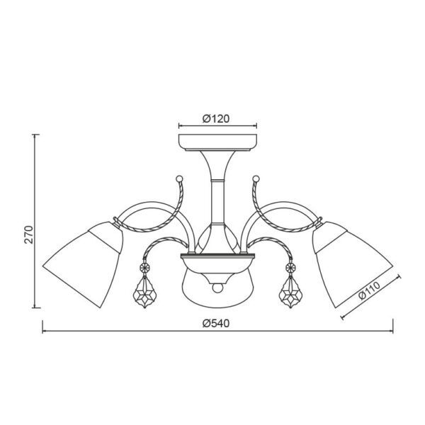 Φωτιστικό Οροφής 3xE14 Ø540 Μέταλλο-Γυαλί-Κρύσταλλο Λευκό-Χρυσό ACA DECOR – DLA12123