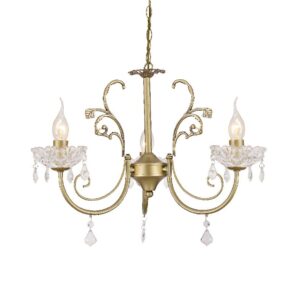 Κρεμαστό Φωτιστικό Οροφής 3xE14 Ø560 Μέταλλο-Κρύσταλλο Πράσινο Χρυσό ACA DECOR – DLA12153P