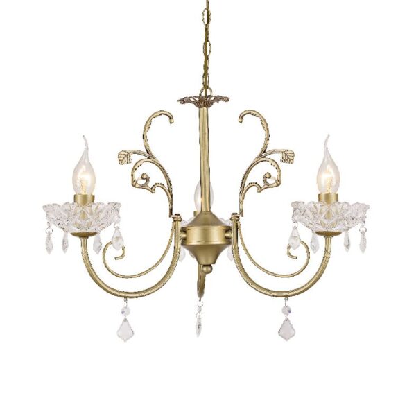 Κρεμαστό Φωτιστικό Οροφής 3xE14 Ø560 Μέταλλο-Κρύσταλλο Πράσινο Χρυσό ACA DECOR – DLA12153P