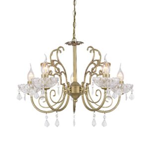 Κρεμαστό Φωτιστικό Οροφής 5xE14 Ø560 Μέταλλο-Κρύσταλλο Πράσινο Χρυσό ACA DECOR – DLA12155P