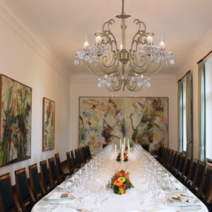 Κρεμαστό Φωτιστικό Οροφής 5xE14 Ø560 Μέταλλο-Κρύσταλλο Πράσινο Χρυσό ACA DECOR – DLA12155P