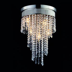 Κρεμαστό Φωτιστικό 5ΧΕ14 Σατέν Νίκελ Μέταλλο + Κρύσταλλο ACA DECOR  – DLA12225