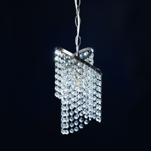 Κρεμαστό Φωτιστικό 1ΧΕ27 Σατέν Νίκελ Μέταλλο + Κρύσταλλο ACA DECOR   – DLA12271