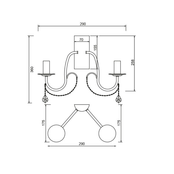 Επιτοίχιο 2ΧΕ14 Μέταλλο-Κρύσταλλο Σατέν Νίκελ ACA DECOR   – DLA12652WSN