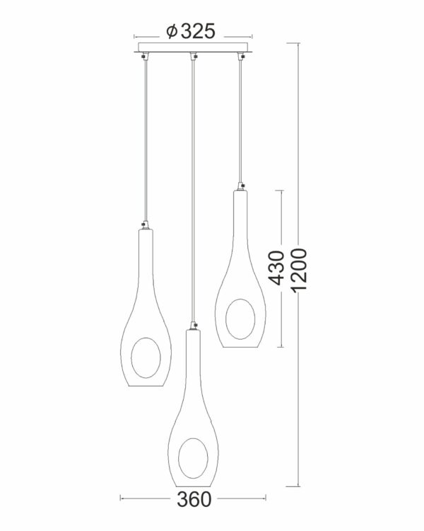 Κρεμαστό Φωτιστικό 3ΧΕ14 Ροζέτα Μεταλλικό Χρώμιο Λευκό Γυαλί Με Ανοίγματα ACA DECOR- DLA5203A