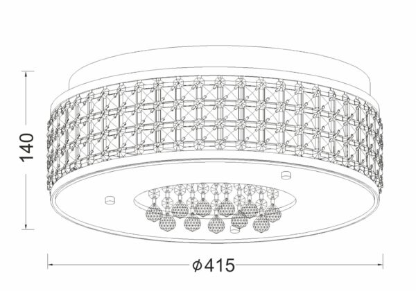 Φωτιστικό Οροφής 5ΧG9 Μεταλλικό Χρώμιο με Κρύσταλλα & Αμμοβολή Γυαλί ACA DECOR – DLA6195G