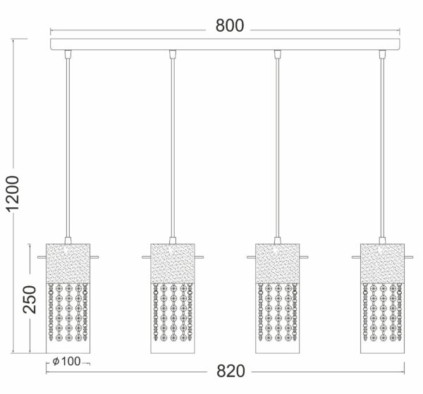Κρεμαστό Φωτιστικό Ράγα 4ΧΕ14 Μεταλλικό Χρώμιο Διάφανο Γυαλί Βαμμένο Χρώμιο Στο Πάνω Μέρος Διακοσμημένο Με Κρύσταλλα ACA DECOR- DLA6834