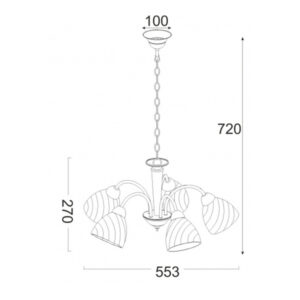 Κρεμαστό Φωτιστικό Οροφής 5xE14 Μεταλλικό Μπρονζέ-Λευκό ACA DECOR – DLX7395BR