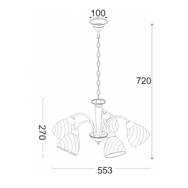 Κρεμαστό Φωτιστικό Οροφής 5xE14 Μεταλλικό Μπρονζέ-Λευκό ACA DECOR – DLX7395BR