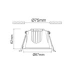 Χωνευτό Φωτιστικό Λευκό Φ87 LED COB 10W 3000K 1050lm 40° IP44  ACA – DOL1030