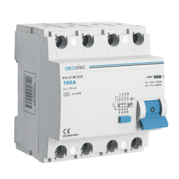 Ρελέ Ράγας Διαρροής100A Τετραπολικό  ACA – DY02031050