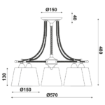 ACA DECOR   – Φωτιστικό Οροφής 5ΧΕ14 Μεταλλικό Μαύρο + Σχοινί + Μπεζ Αμπαζούρ Φ57ΧΗ48cm