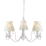 ACA DECOR   – Κρεμαστό Φωτιστικό 3ΧΕ14 Μεταλλικό Λευκό/Χρυσό + Λευκό Αμπαζούρ  Φ58ΧΗ84cm