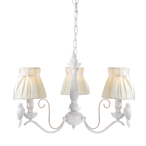 ACA DECOR   – Κρεμαστό Φωτιστικό 3ΧΕ14 Μεταλλικό Λευκό/Χρυσό + Λευκό Αμπαζούρ  Φ58ΧΗ84cm