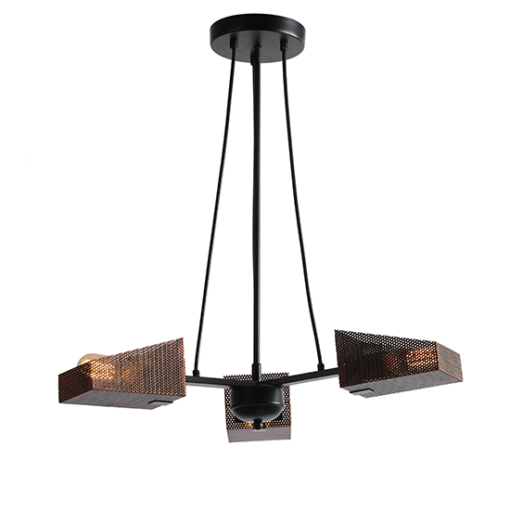 ACA DECOR   – Κρεμαστό Φωτιστικό 3ΧΕ27 Μεταλλικό Μαύρο + Χάλκινο Πλέγμα Φ60ΧΗ77cm