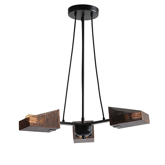 ACA DECOR   – Κρεμαστό Φωτιστικό 3ΧΕ27 Μεταλλικό Μαύρο + Χάλκινο Πλέγμα Φ60ΧΗ77cm